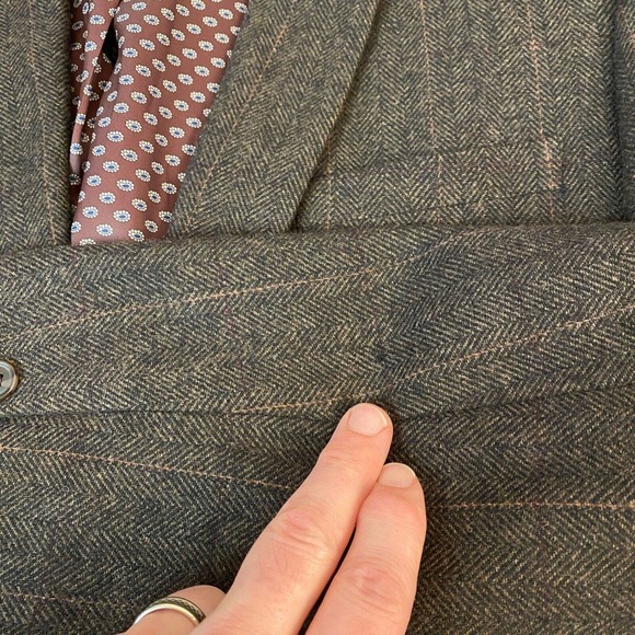 Cedar Wood State Sport Coat L 41-43 Brown Wool Tweed Herringbone 2 Button Blazer - Picture 6 of 15